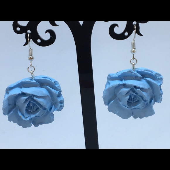 Handmade Polymer Clay Earrings, Handmade Clay Rose Earrings, Clay earrings - Picture 3 of 8